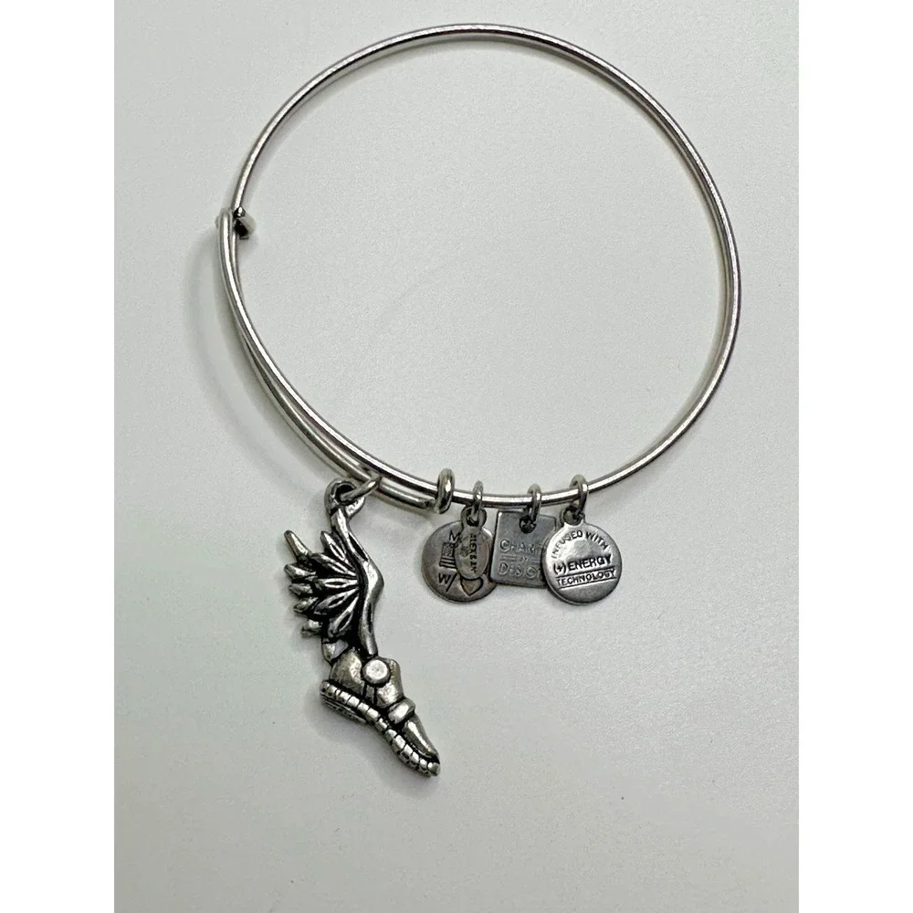 ALEX AND ANI Champion Winged Shoe Bangle Bracelet Rafaelain Silver Dangle
